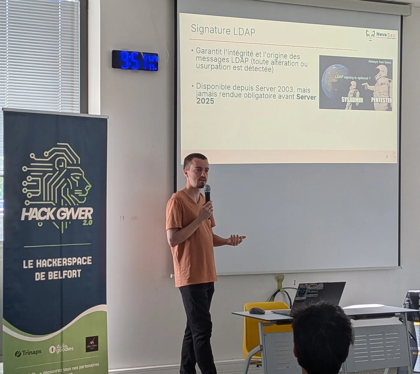 Alexis Koestel, gérant de NevaSec, en conférence sur la sécurité de l’Active Directory au CESI’Hack de Strasbourg en 2026